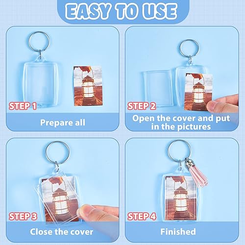 Miniatura 4 de Henoyso Marco de fotos de acrílico, llavero, inserto de imagen en blanco, transparente, para manualidades, regalo de graduación de San Valentín