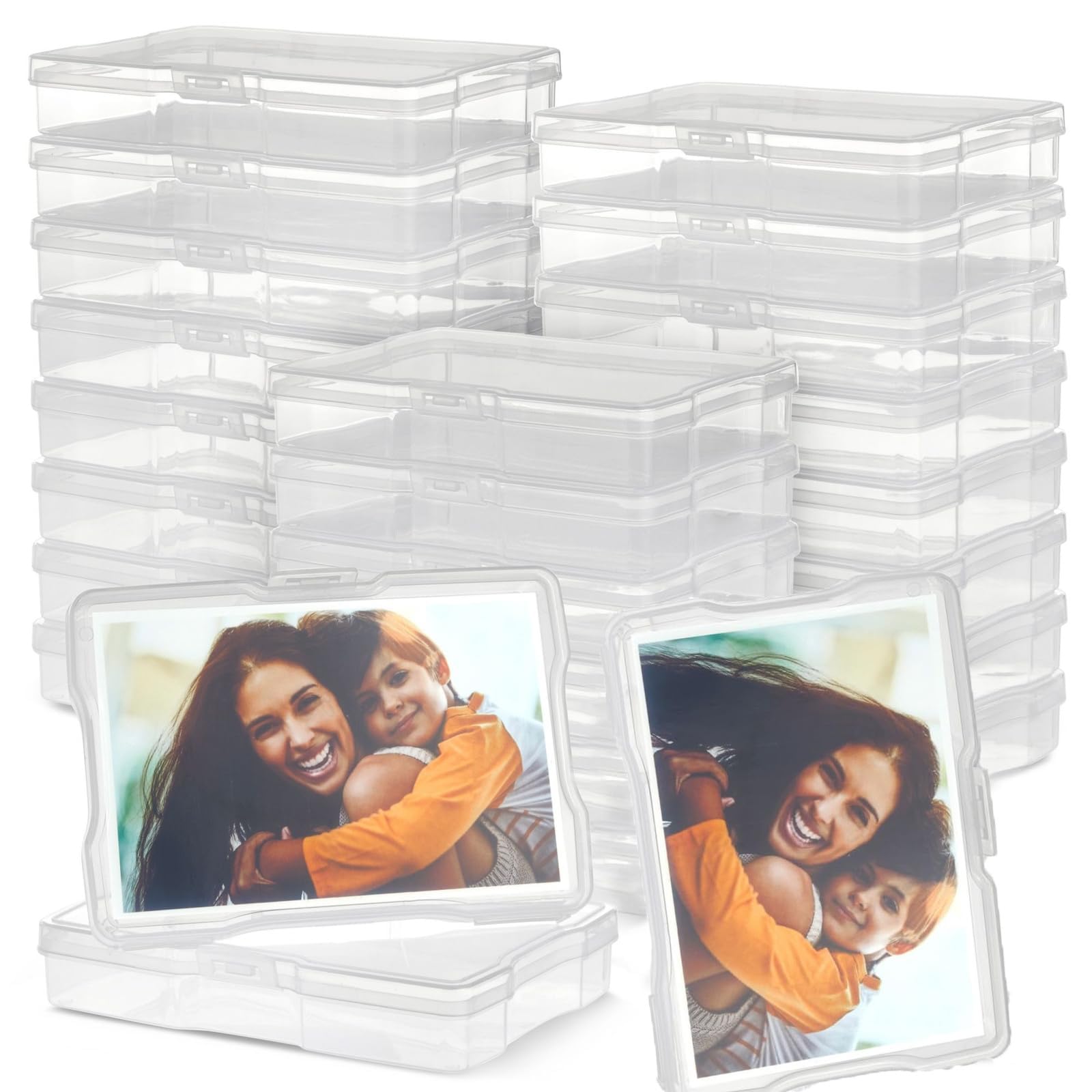 24 Pcs Photo Storage Box 4x6, Clear Photo Case Plastic Picture Storage Containers, Scrapbook Organizer for Photographs, Stamps, Stationery, Jewellery, Seed, Toys, Arts Craft