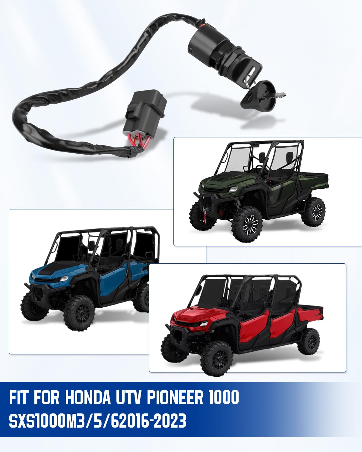 Ignition Key Switch Fit for Honda UTV Pioneer 1000 SXS1000M3 5 6 2016-2023, Replace 35100-HL4-A01 35100-HL4-AK1