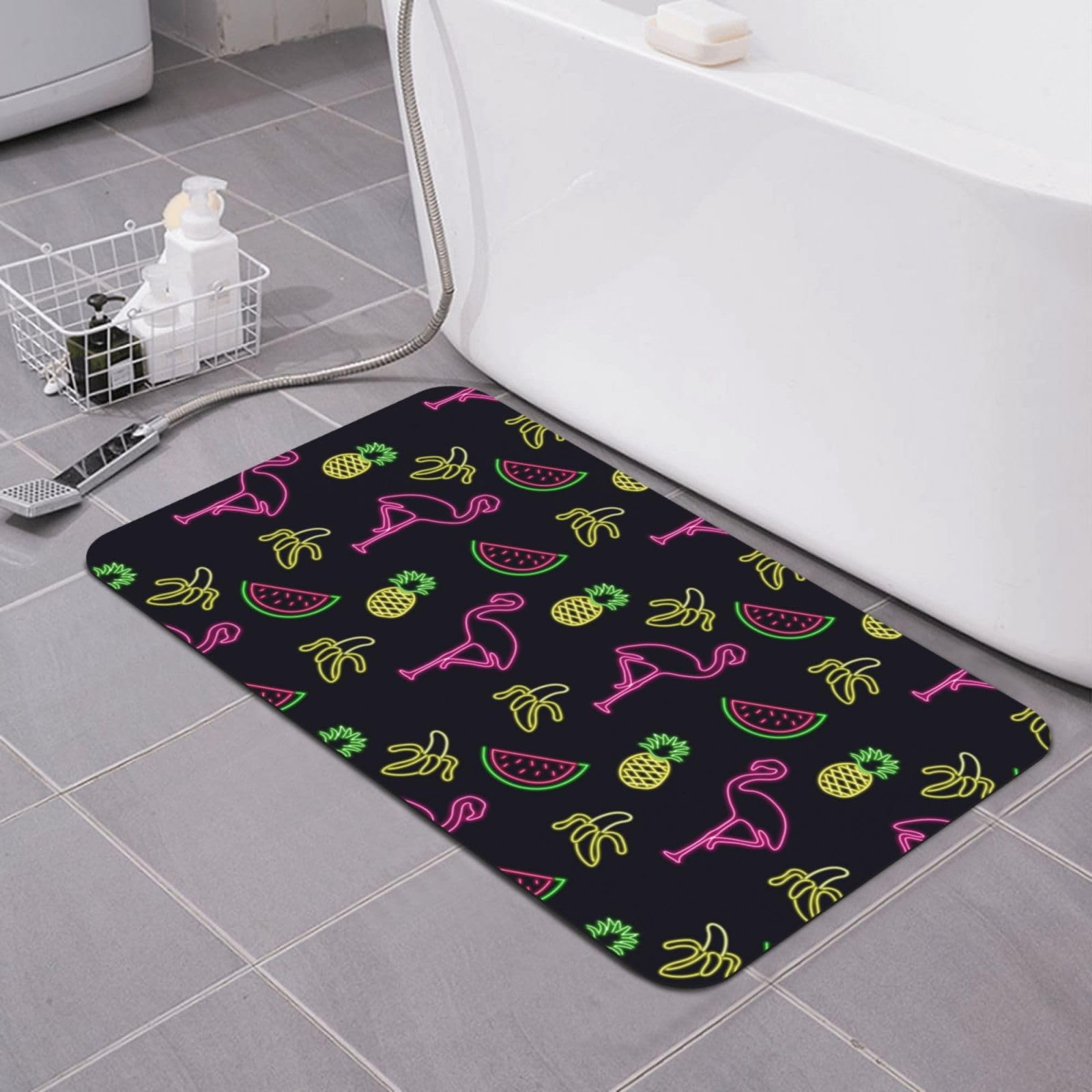 Tapis de bain à séchage rapide flamant rose pour une douche sereine