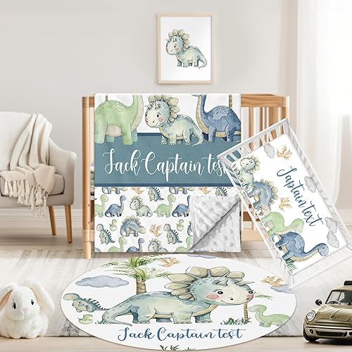 Miniatura 27 de Juego de ropa de cama personalizado para cuna de bebé, 3 piezas, juegos de cuna de bebé con nombre personalizado para niños y niñas, juego de ropa