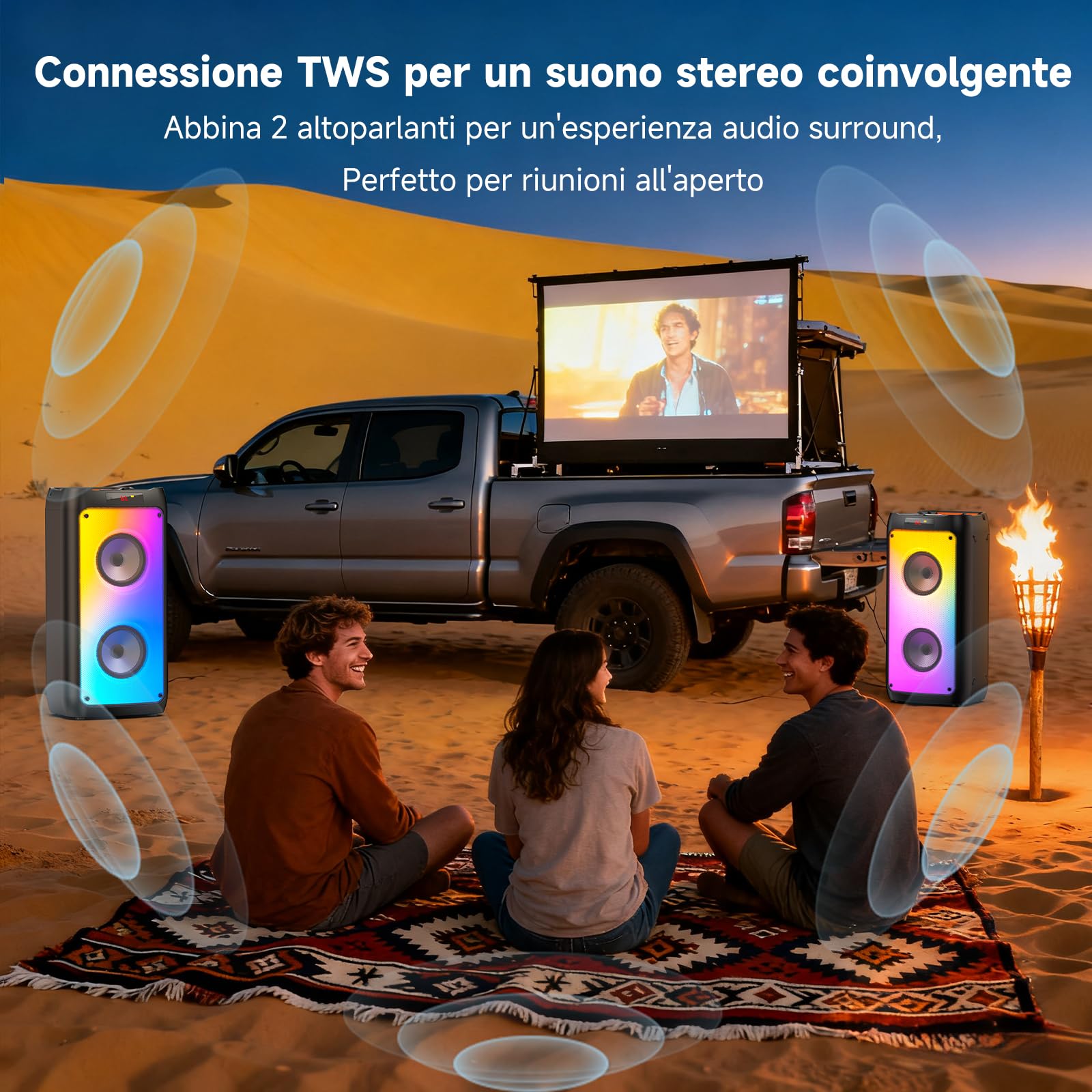 JYX Karaoke con 2 Microfono, 150W Cassa Bluetooth Grande, IPX4 Altoparlante Portatile Bluetooth 5.3 con luce RGB, Canta tu Sistema PA per Adulti, Supporta TF/USB, AUX, FM, TWS
