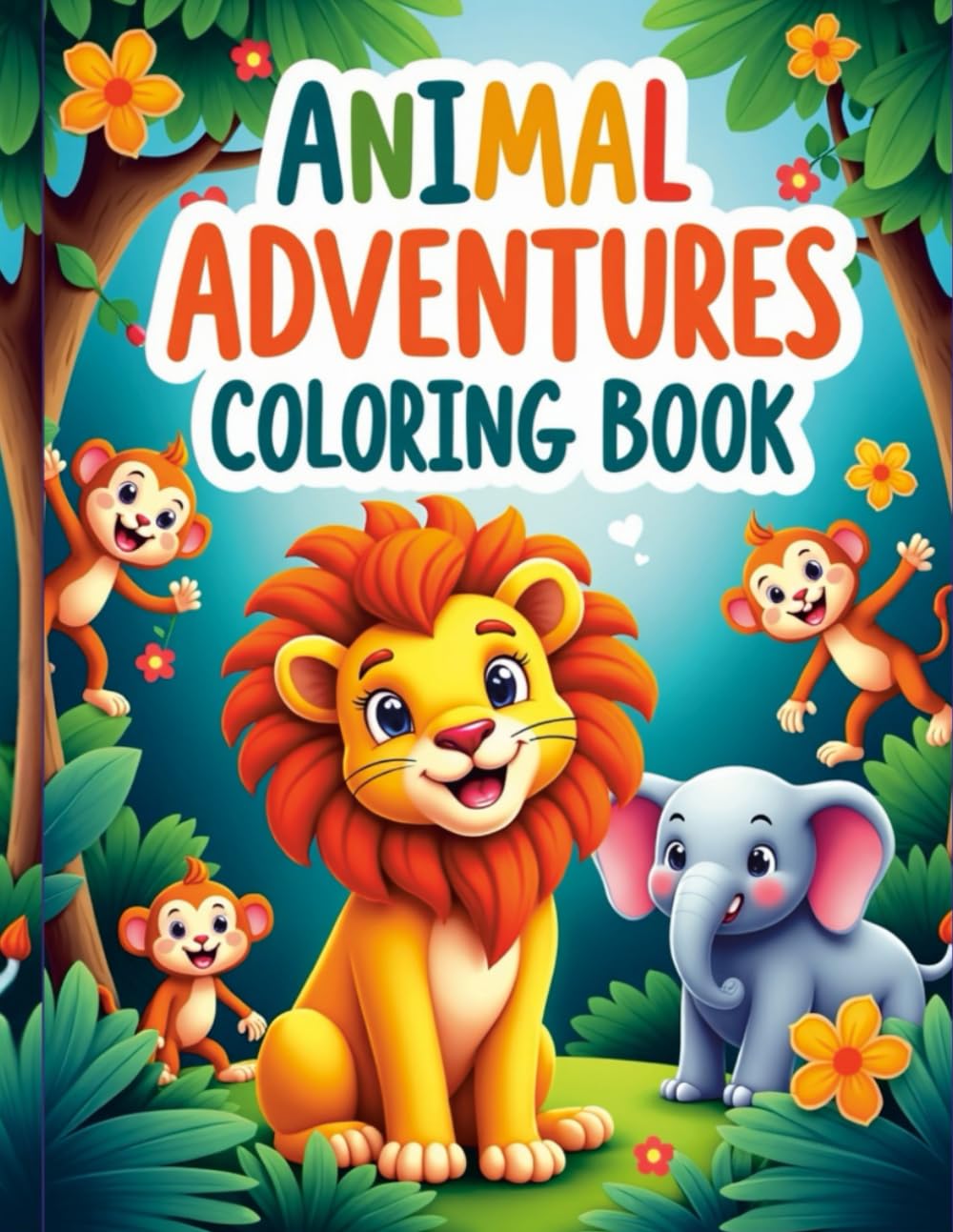 Animal Adventures Coloring Book for Kids: Cute Animals Coloring Book for Toddlers & Young Children Ages 3–7