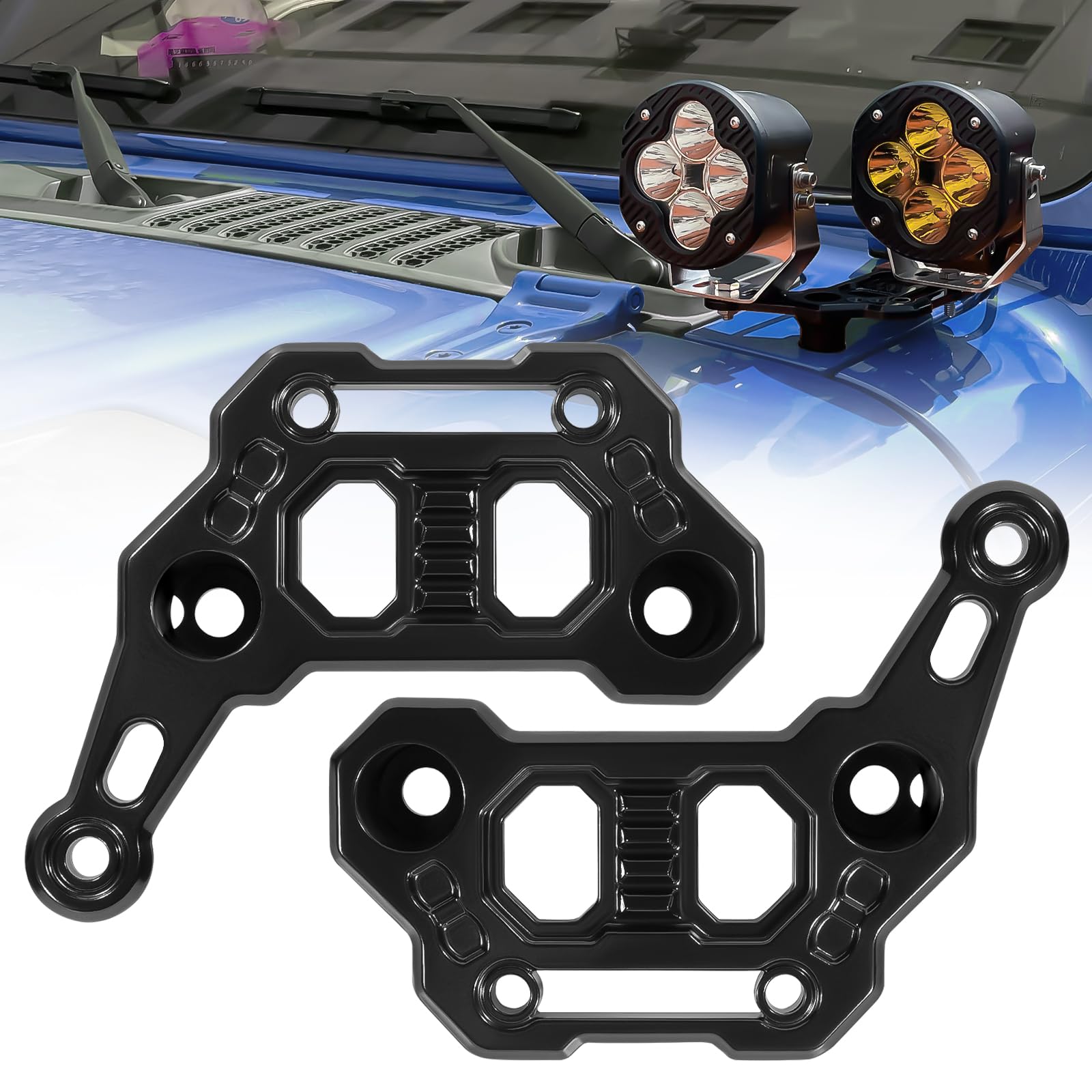 Dual Light Hood Mount for 2018-2025 Jeep Wrangler JL