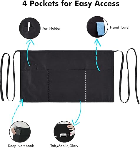 Miniatura 6 de Ultimate All-Purpose unisex 4 pocket cotton Apron - Waitress Apron, Chef Apron, aprons for women with pockets