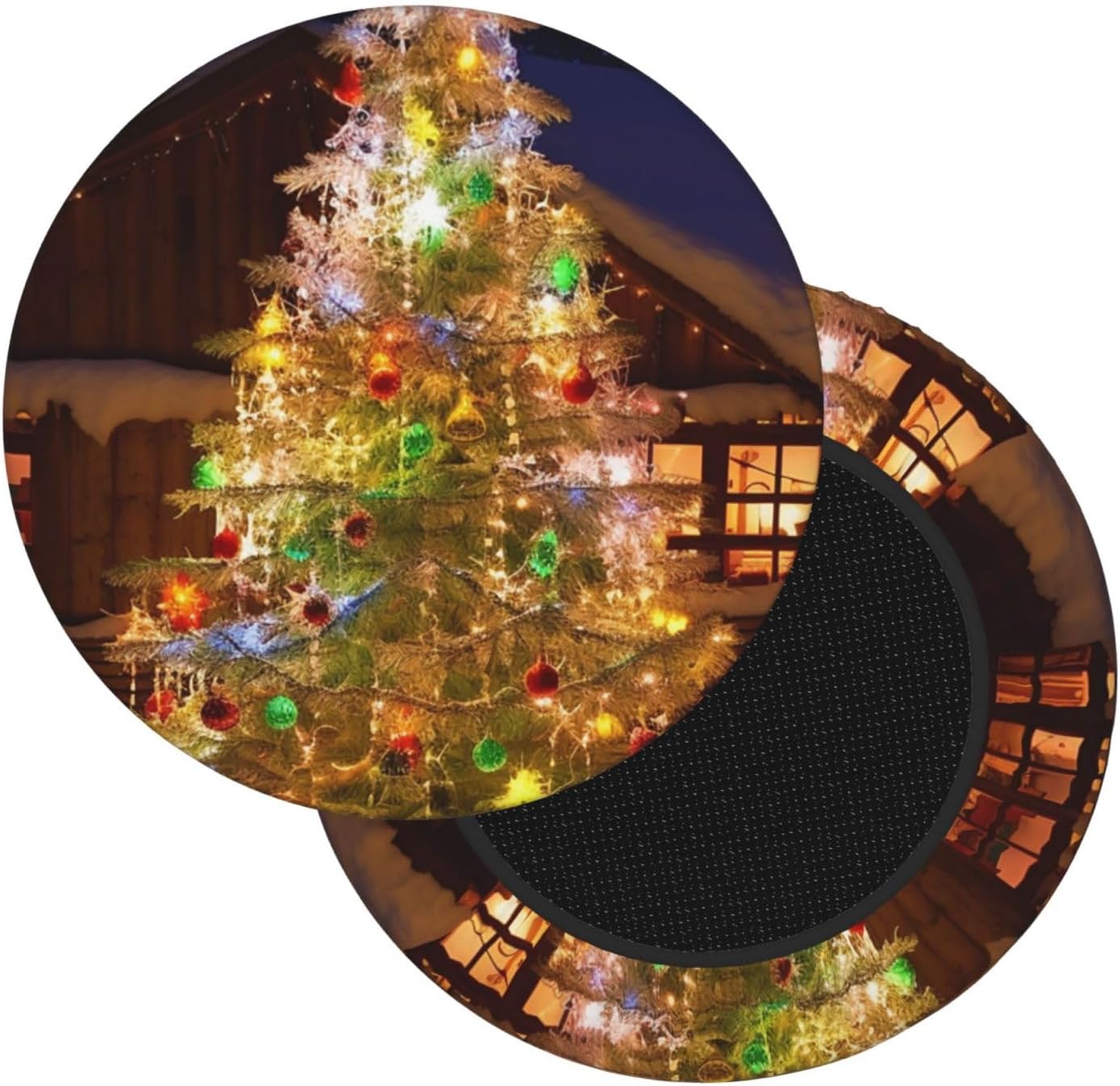 Bar Stool Cover Round Elastic Stool Cushion Covers Xmas Tree Bar Chair Cover Washable Stool Cushion Slipcover Stretch Stool Seat Covers for 12-14 Inch Chair