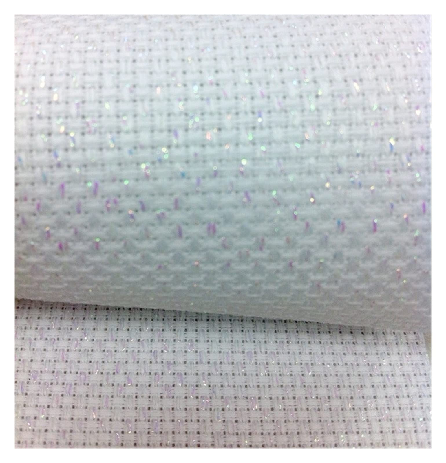 Aida Cloth,Cross Stitch Cloth Fabric, Cross Stitch Fabric White Sparkle Shiny 11ct 14ct Multiple Sizes(14CT-100X150CM)