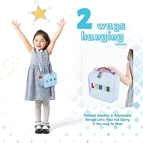 Miniatura 7 de DWBAG Lonchera para niños, niñas, lonchera aislada con asa, lonchera reutilizable para adultos con resistente al agua para el trabajo, viajes y