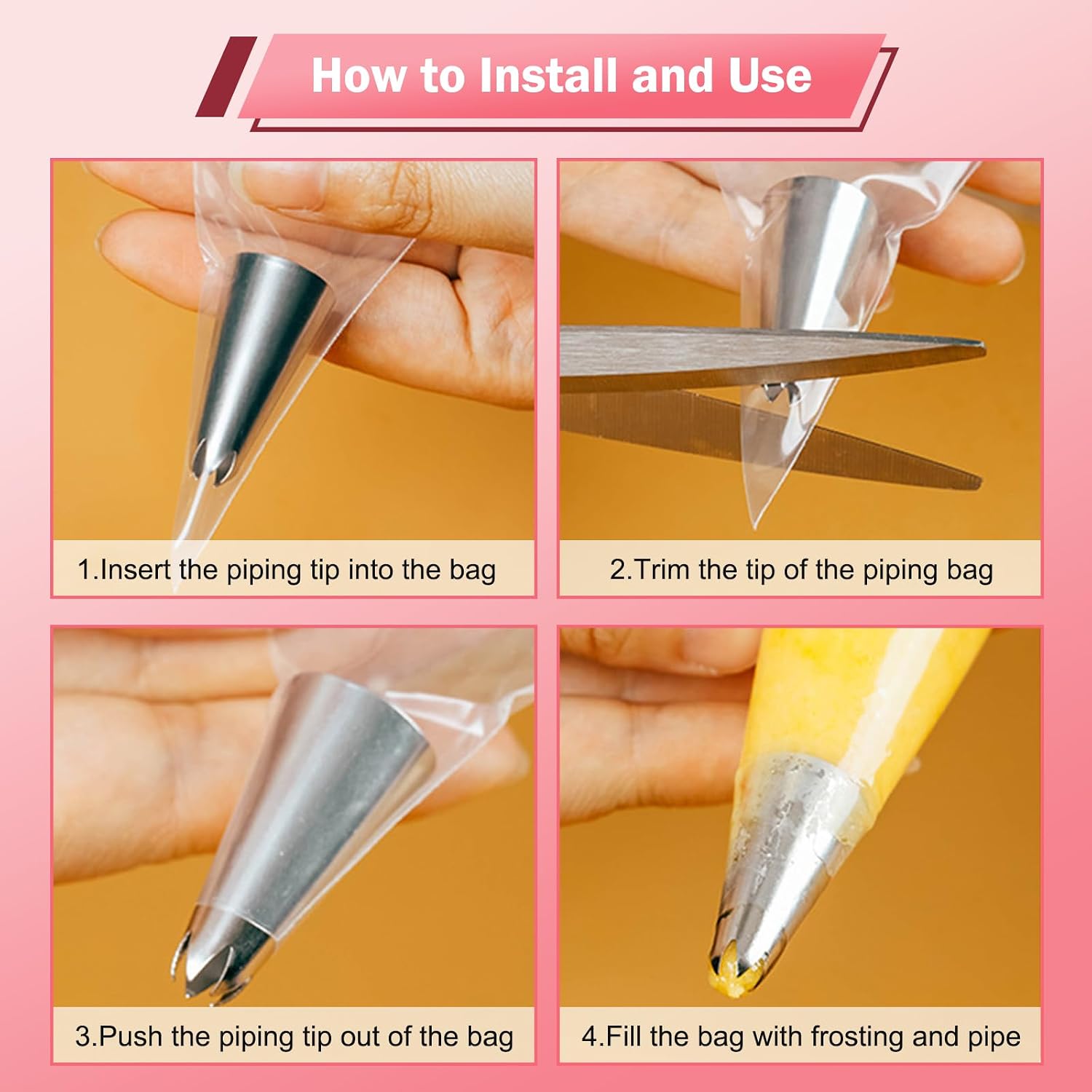 Large 1M Open Star Stainless Steel Piping Tips, 3 Pieces