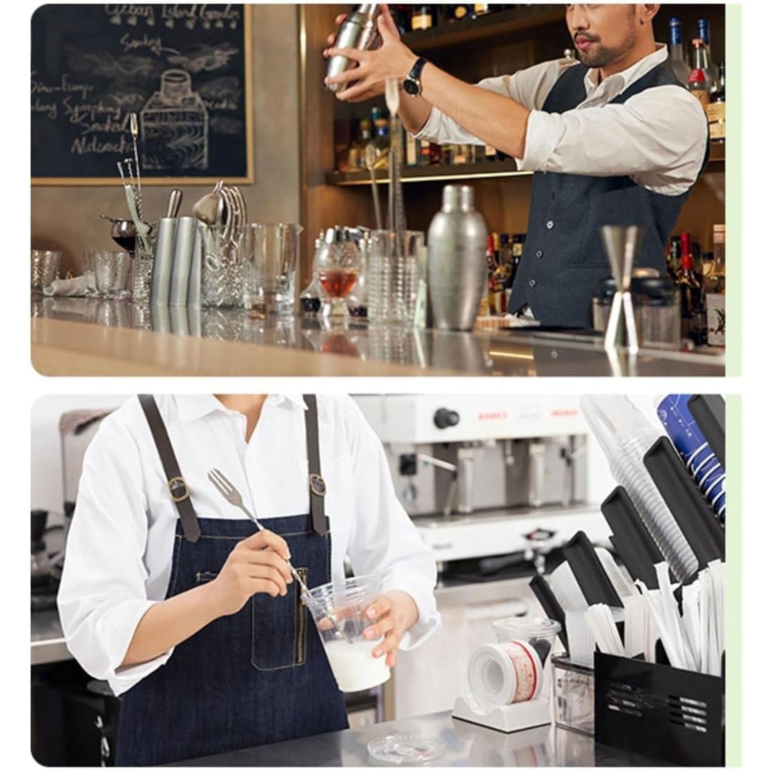 Juego De Preparación De Bebidas De Acero Inoxidable, Juego De Coctelera De 16 Piezas con Soporte De Barman De Doble Capa, Resistencia a Altas Temperaturas Y Resistencia Al Desgaste