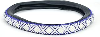 Generic Car Steering Wheel Cover With Beads, Microfiber Leather Non-Slip & Breathable Universal Fit for Most Cars, Comfort Grip Cover - Blue