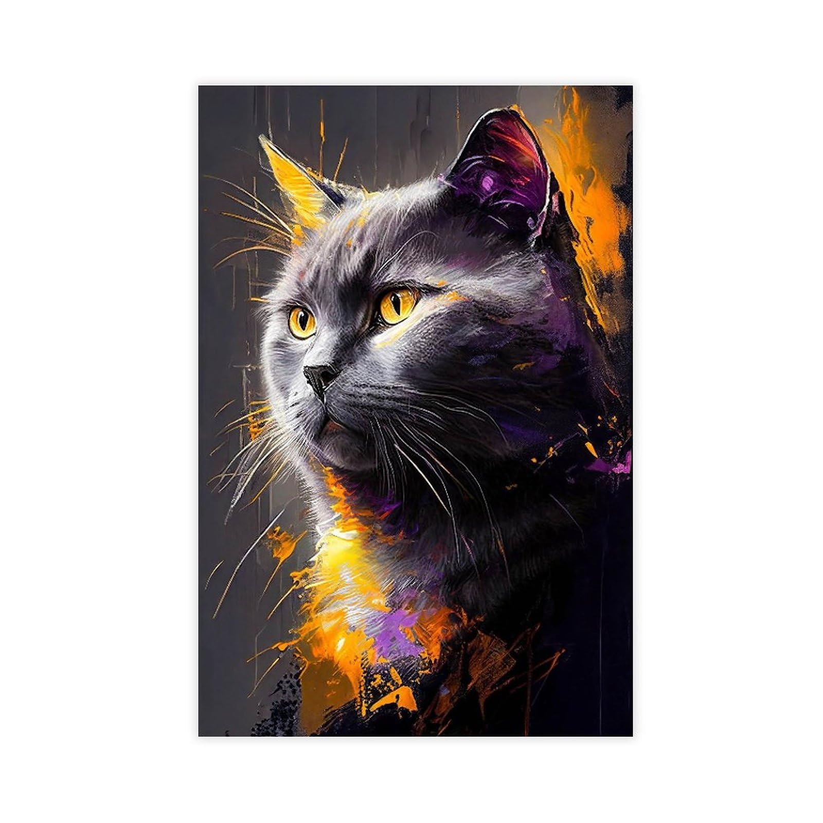 Qnvjqkdsi Unframe Watercolor Cat Animal Art (2) Canvas Poster Bedroom Decor Landscape Office Room Decor Gift 24" L X 36" W