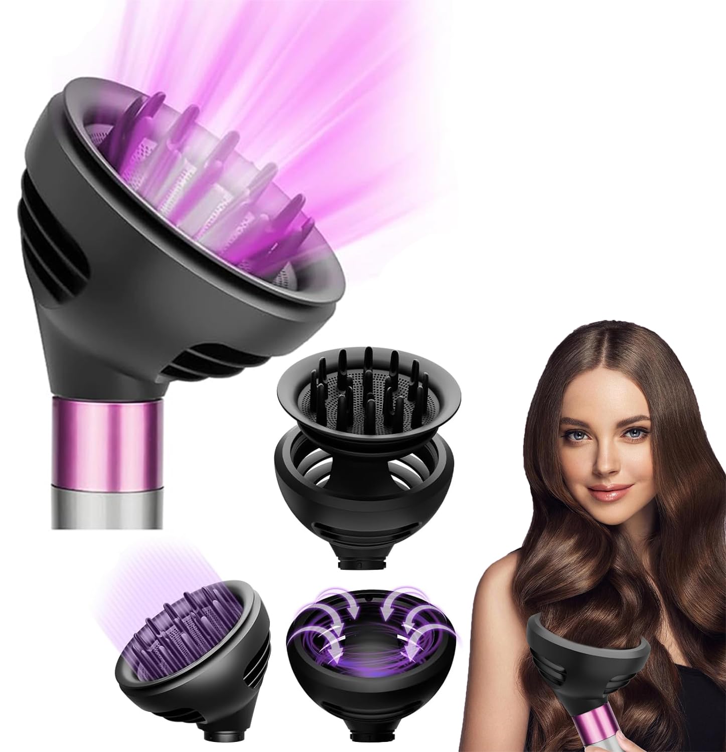 Nasadka dyfuzora fal i loków do Dyson Airwrap, kompatybilna z HS01/HS05/HS08, nasadka o nowym wzornictwie i 2 trybach przepływu powietrza dla większej objętości, struktury i definicji w przypadku