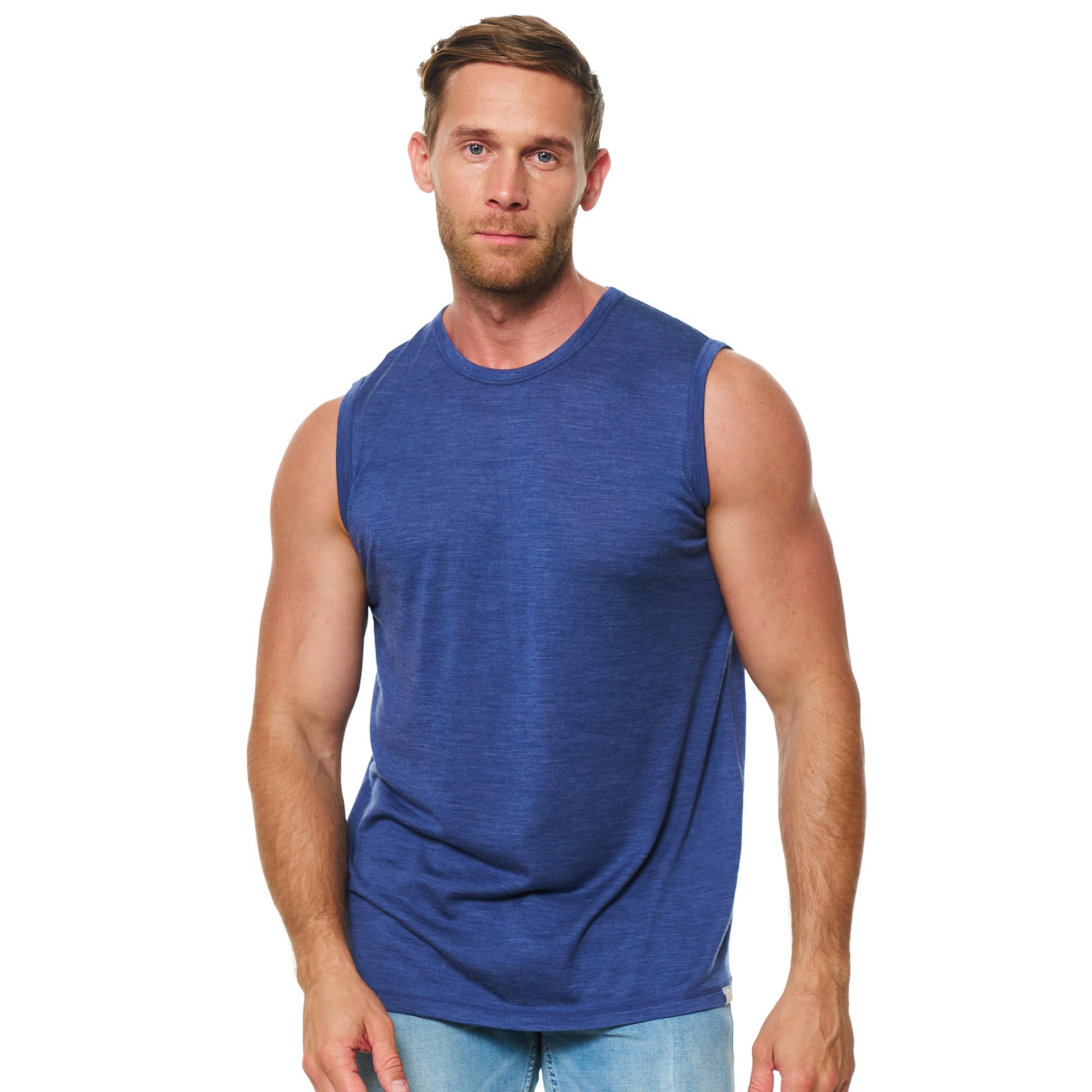 Merino.tech Men's Windsor Blue Tank Merino Wool Tank Top – Breathable Lightweight Base Layer – Active Undershirt Moisture Wicking Anti-Odor (Medium, )