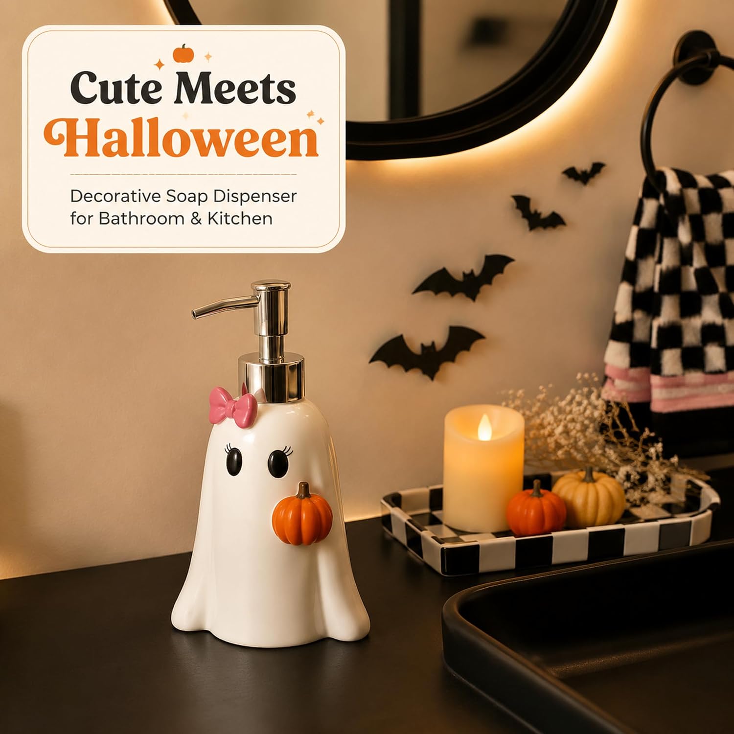 Halloween Soap Dispenser,Cute Ghost,Pumpkin Decoration