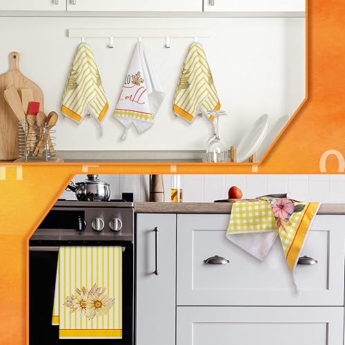 Miniatura 5 de Bencailor 4 toallas de cocina de otoño, toallas de mano de Acción de Gracias, toallas de mano absorbentes de cosecha, paños de cocina de otoño para