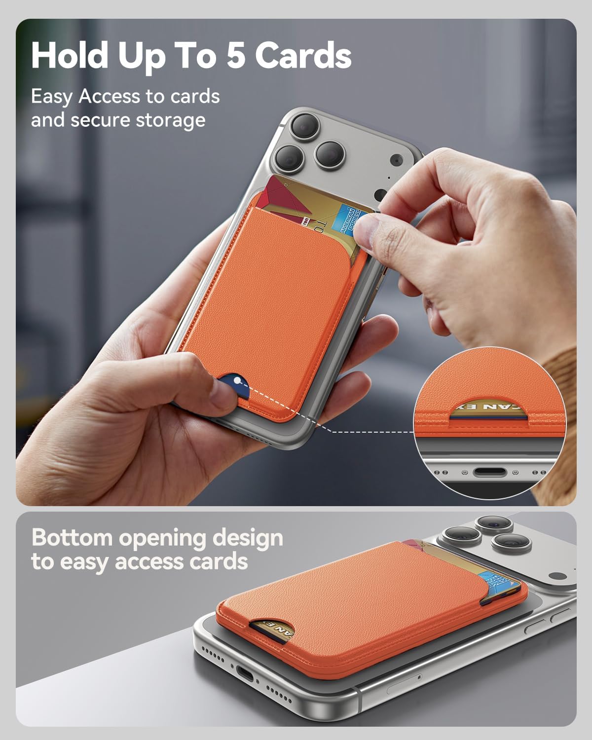 TWZKG for MagSafe Wallet, 5-Card Holder with Stand for Phone Case image 2