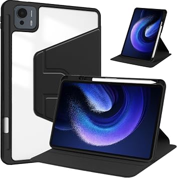 DayQiQiPu Protective Case for Xiaomi Pad 7 Ultra 14.0 Inch PU Leather 360  Rotation Multi-angle Stand Slim Cover with Pencil Holder Auto Wake/Sleep,Black