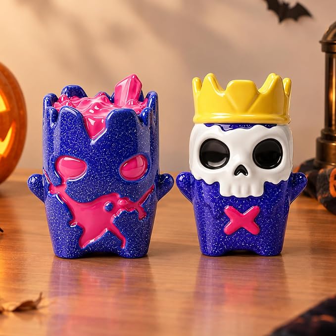 2Pcs Halloween Ghost Statue, Cute Skull Figurine, Resin Halloween Decor