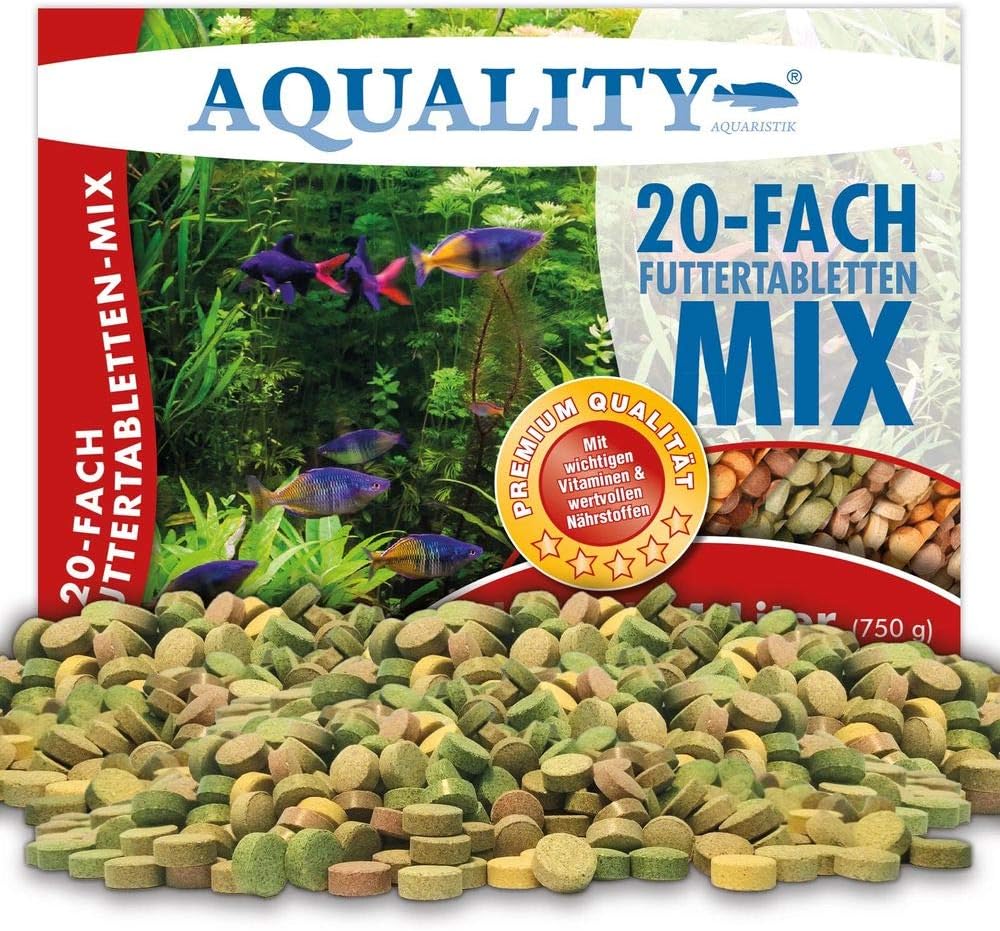Aquality premium mix 'feed tablets 20 varieties' 1000 ml a daily balanced blend of 20 different types of food tablets for your aquarium fish. Tasty fish food premium quality).
