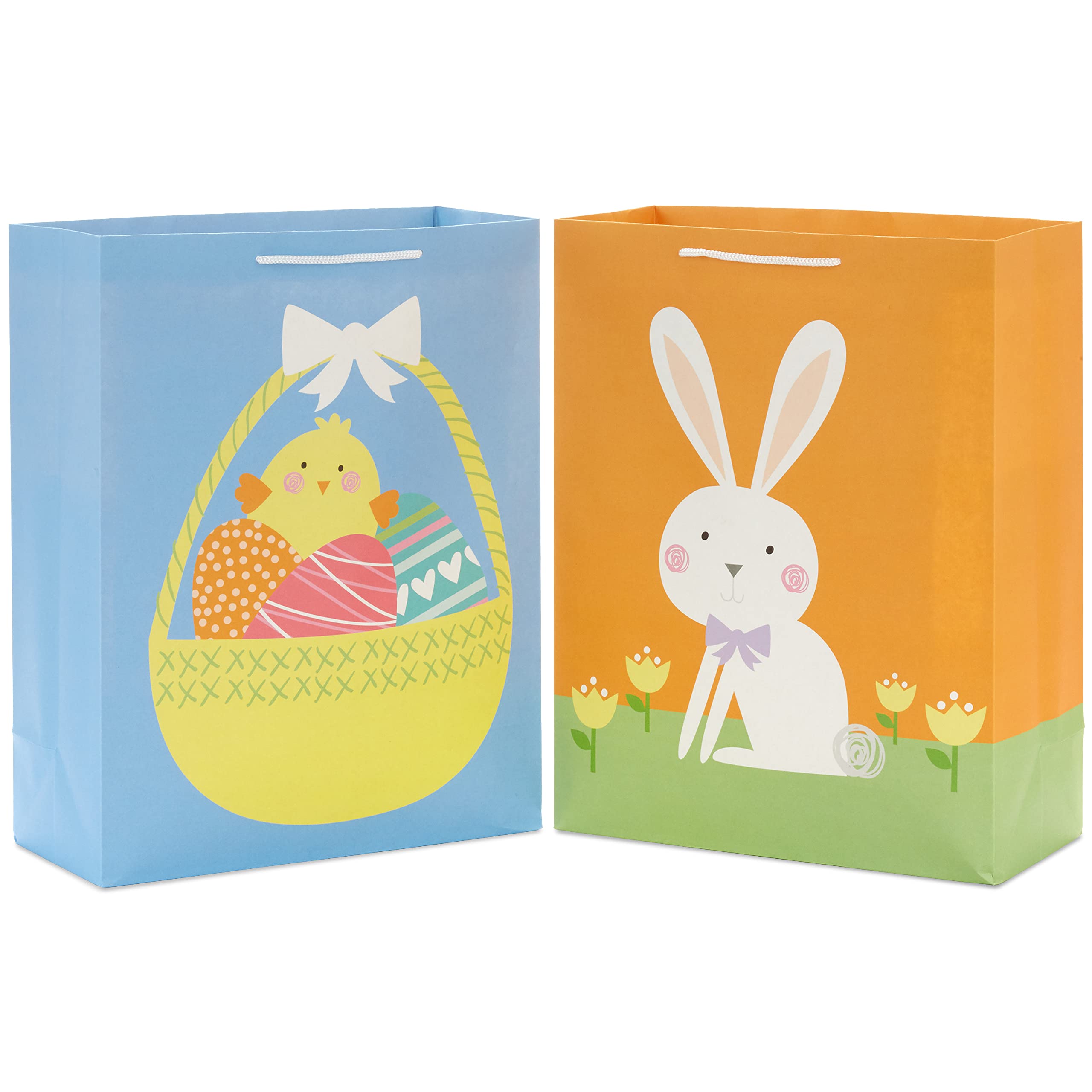 Hallmark 14" Extra Large Easter Gift Bag Set (2 Bags: Chick & Eggs, Bunny Rabbit) for Kids, Easter Egg Hunts, Spring Parties