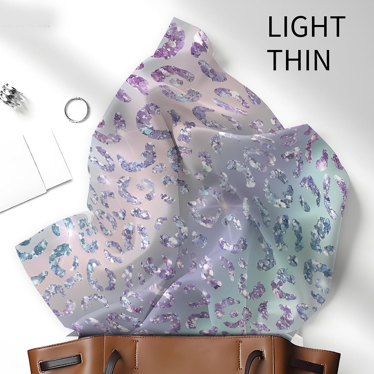 Head Scarf for Women, 27.5" Satin Feel Square Scarf, Cute Fashion Printed Hair Wrap Bandana image 5