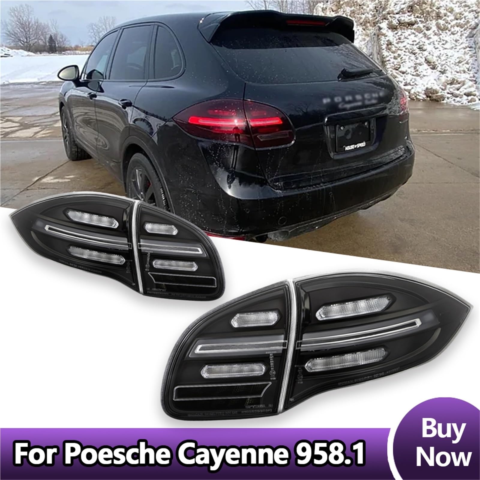 Head Lamp Pasuje do Porsche Cayenne 2011-2014 Światła do jazdy dziennej LED Dynamiczne kierunkowskazy(Red)