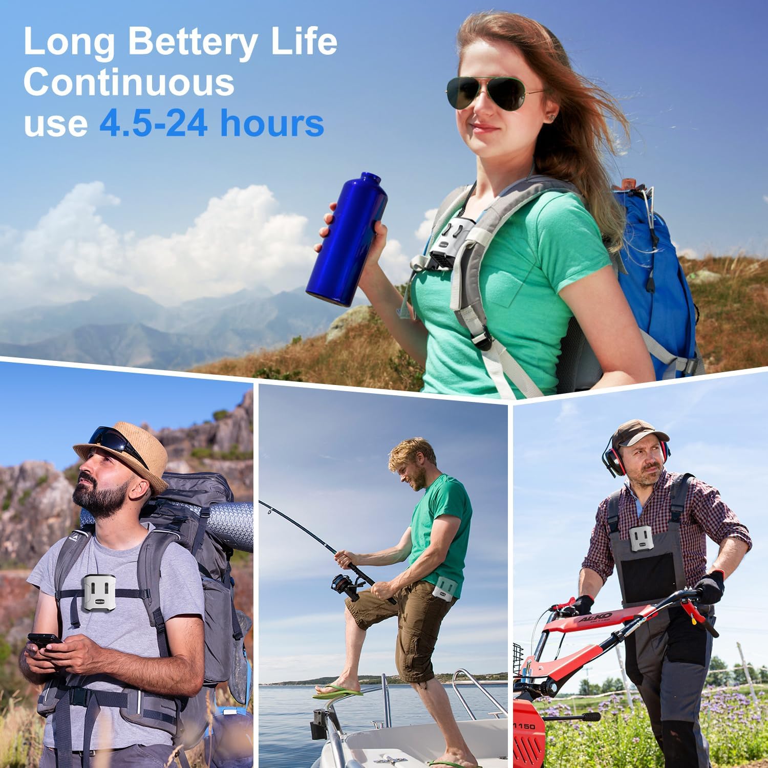 Waist Fan Clip on Belt, Wearable Shirt Fan Hands-Free Personal Cooling Fan, 3-Speed Rechargeable 24H Battery, Portable Neck Fan for Jobsite, Camping, Outdoor Work thumbnail