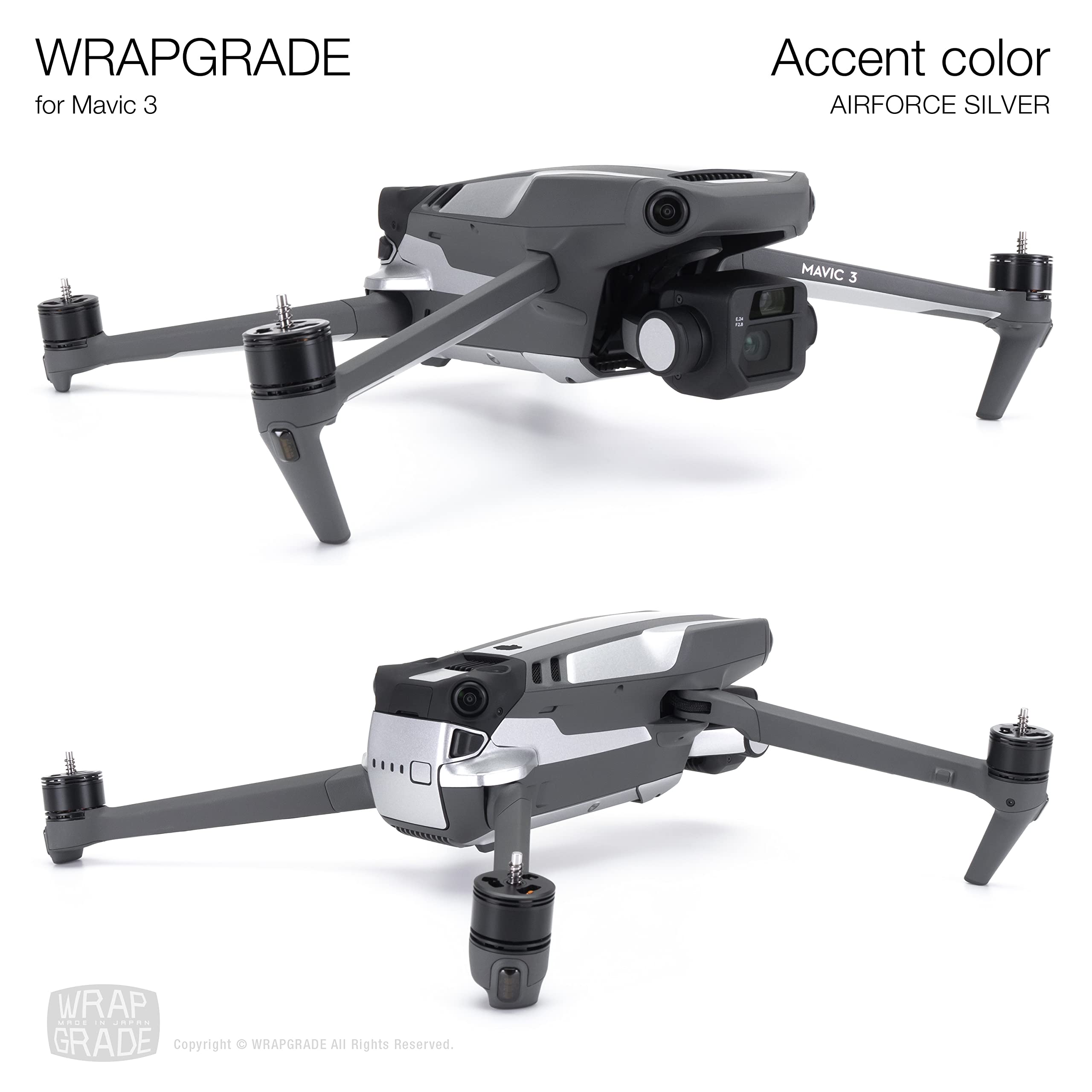WRAPGRADE Skin Stickers for Mavic 3 Pro/Mavic 3 Classic, Airforce Silver / Pro - Image 3