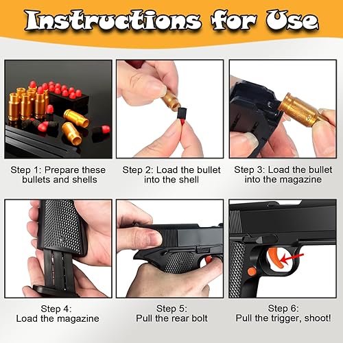 Miniatura 5 de Pistola de juguete de bala suave, pistola falsa negra, pistola de juguete para expulsar pistolas de juguete para niños, modelo educativo, juego de