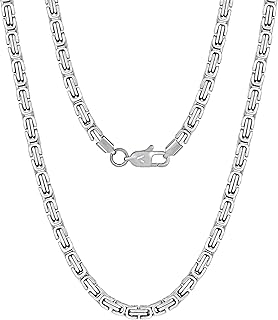 عقد رجالي بسُمك 4/6 ملم، سلسلة بتصميم بيزنطي من الفولاذ المقاوم للصدأ ومطلي بالذهب عيار 18، مناسب للرجال والنساء والأولاد والبنات بتصميم هيب هوب، الطول 45 إلى 65 سم من فيكس، ذهبي.