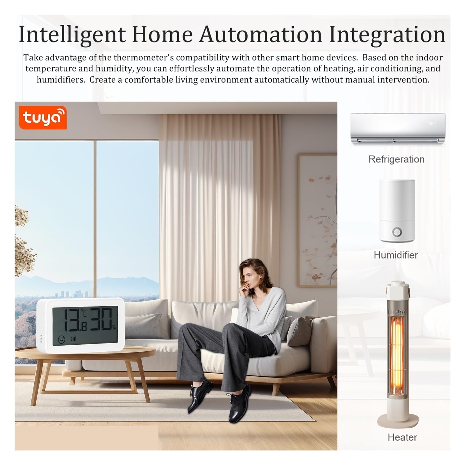 Tuya ZigBee Termometr Cyfrowy Higrometr Dokładny Miernik Temperatury I Wilgotności Monitor Ze Wskaźnikiem Komfortu Przełączanie ℃/℉ Dokładny Szybki Monitorowanie Czasie Rzeczywistym(ZigBee)