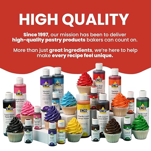 Miniatura 8 de ENCO Gel Colorante Alimentario Rojo 8.8 oz (250g) Concentrado, Vegano