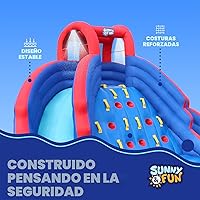 Vista 6 de Sunny & Fun Ultra Climber - Parque inflable de tobogán acuático – Resistente para diversión al aire libre – Pared de escalada, dos toboganes