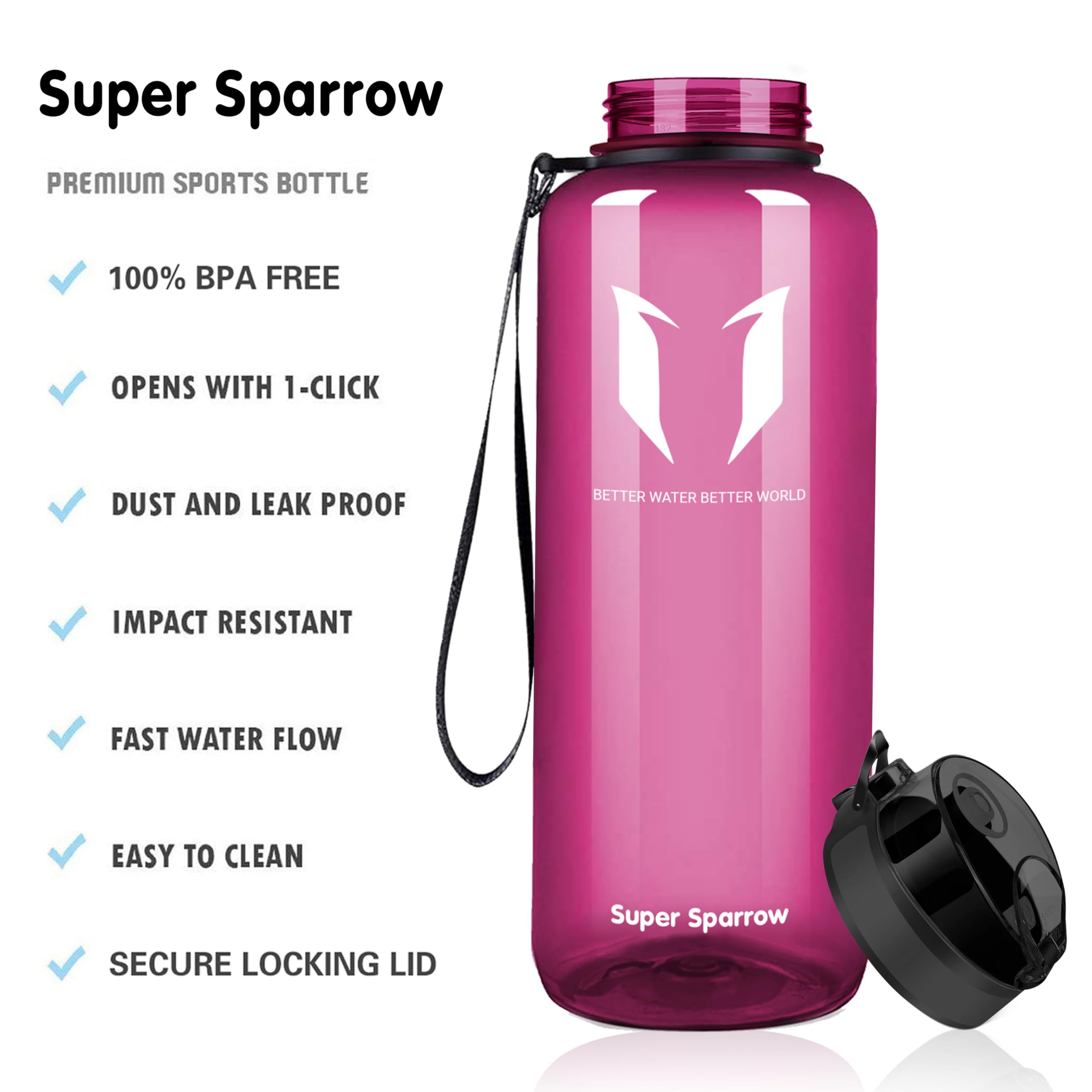 Super Sparrow Borraccia Sportiva & Bottiglia Bambini Senza Perdite - 350ml/500ml/750ml/1L/1.5L - Senza BPA