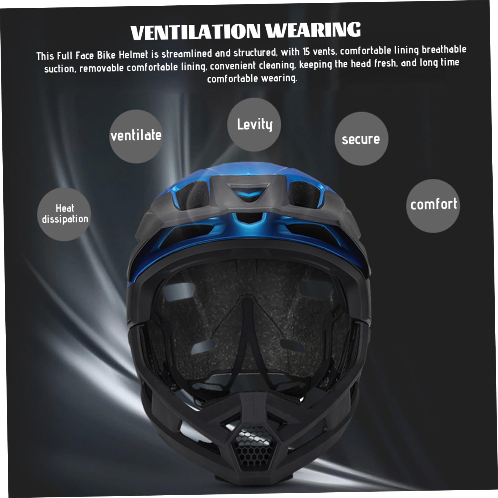 Vollgesichts-Mountainbike-Helm für Erwachsene mit abnehmbarem Kinnschutz, atmungsaktiver, stoßfester PC für Fahrten im Freien Sport & Freizeit