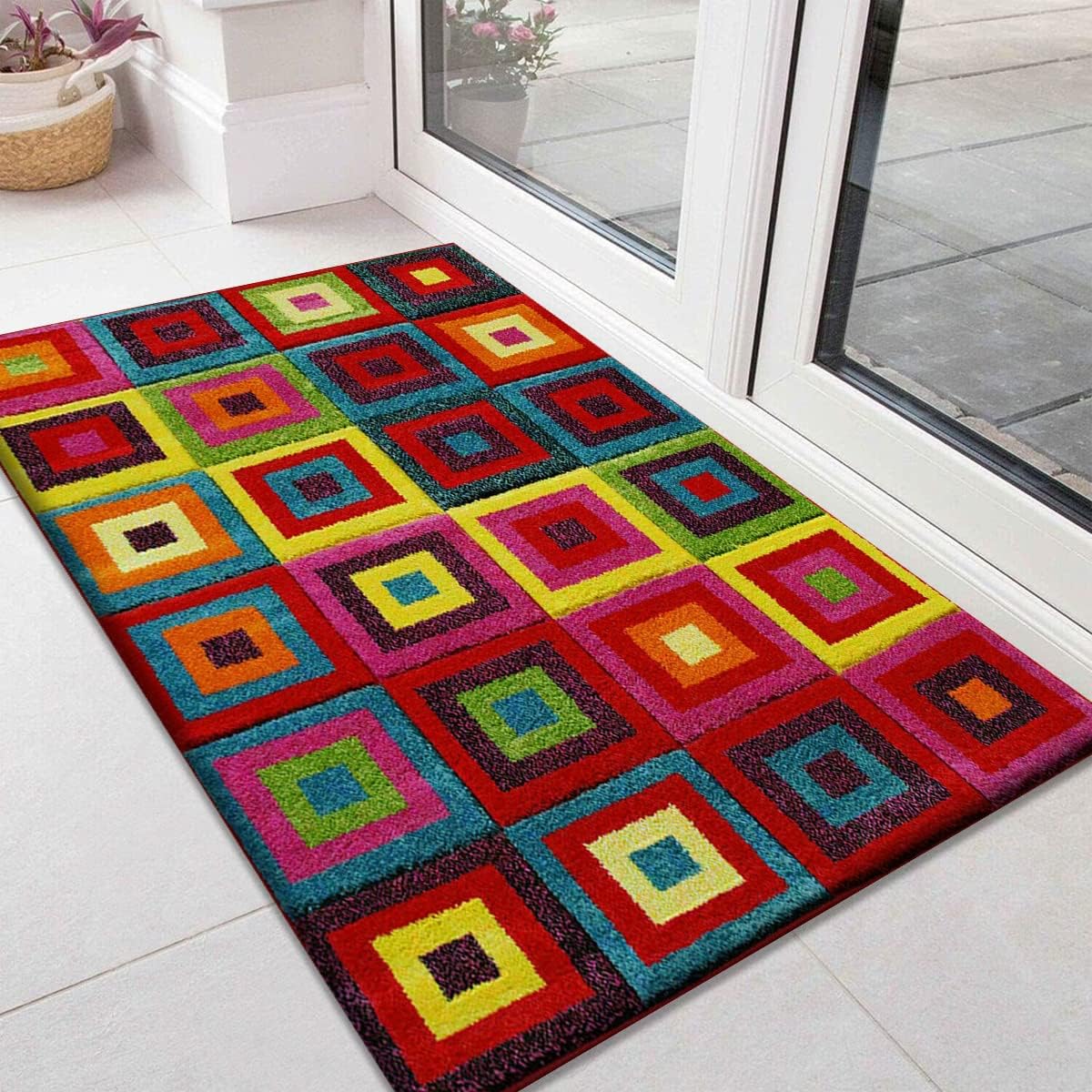 Prime Linens Modern Hand Carved Multi Colour Hallway Runners Door mat