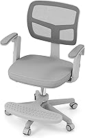 Vista 9 de GLACER Silla de escritorio para niños, silla de estudio giratoria de malla ajustable con ruedas, brazos, silla ergonómica para computadora con Verde
