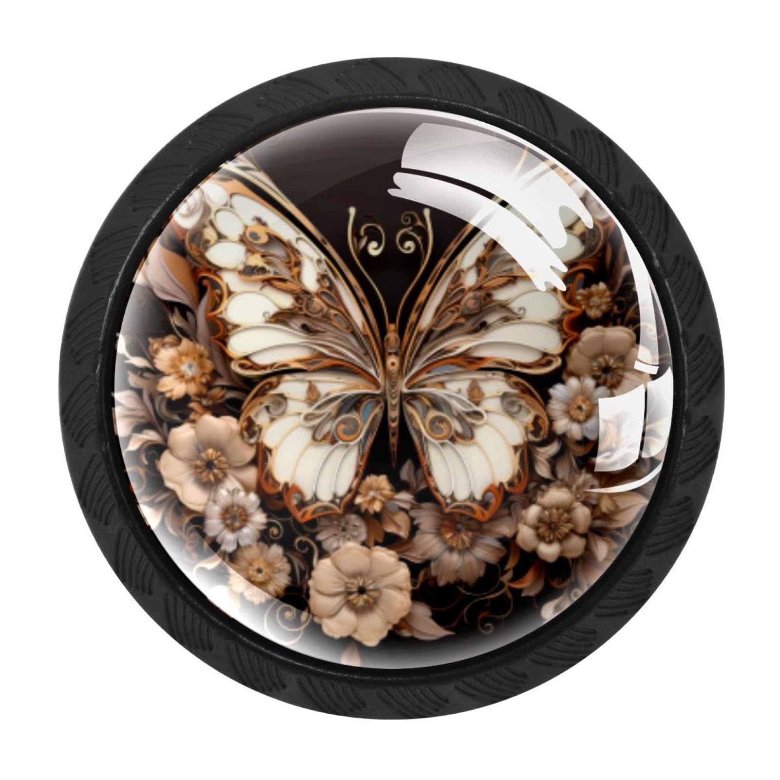 Chenzzzz Multicolored 20 4 Pieces Round Cabinet Knobs Rustic Dresser Knobs, Drawer Cupboard Wardrobe Cabinet Pulls Handles Hardware For Home Kitchen Furniture, Butterfly