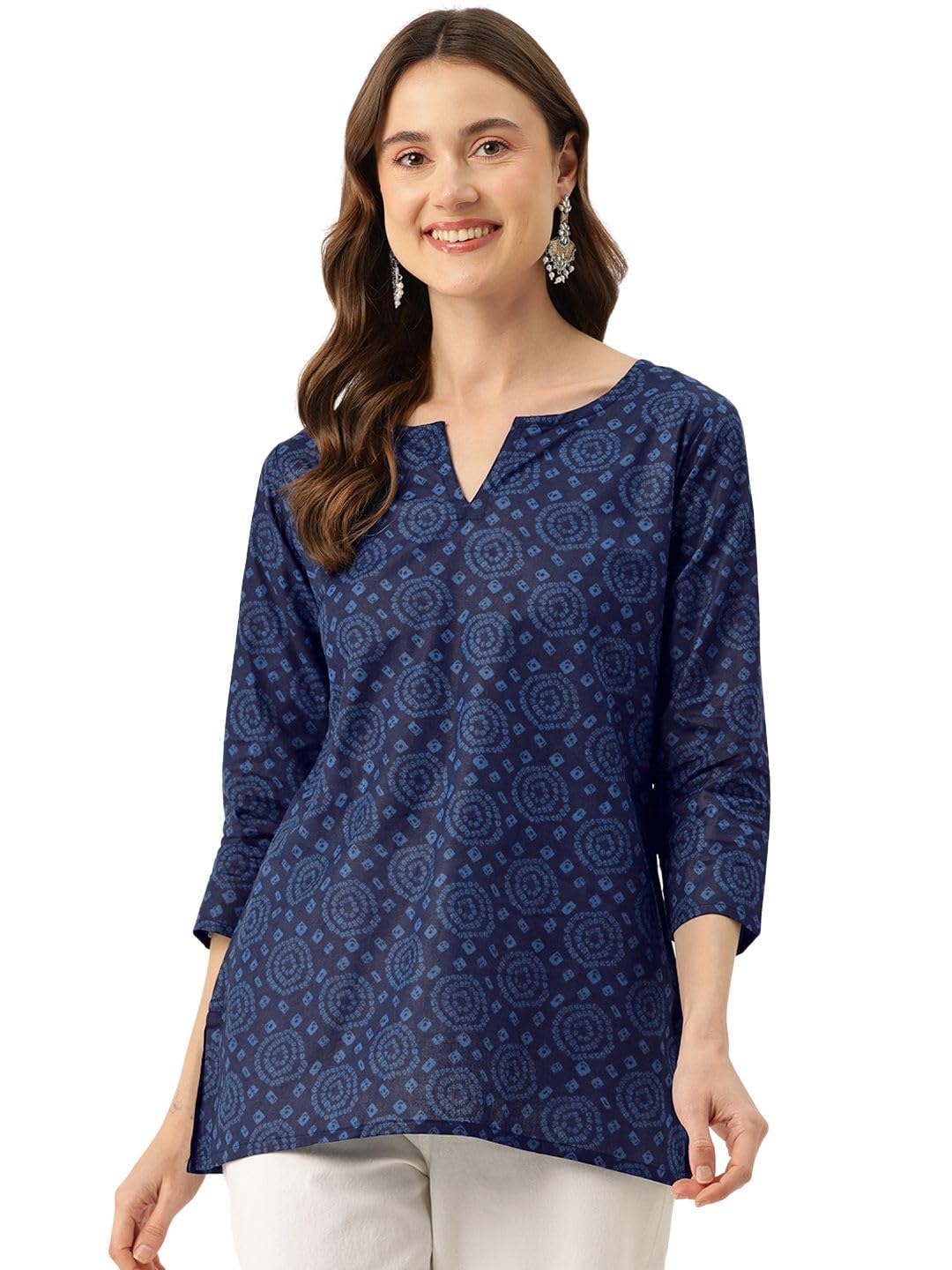 feranoid Designer V-Neck Short Straight Kurti with 3Quarter Sleeves