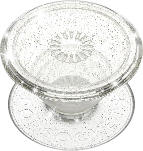 PopSockets Translucent Phone Grip with Expanding Kickstand, PopSockets for Phone, Adhesive Grip, Translucent PopGrip - Clear Glitter Silver