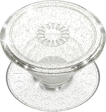 PopSockets Adhesive Phone Grip, Holder, Phone Stand, Glitter - Clear Glitter Silver