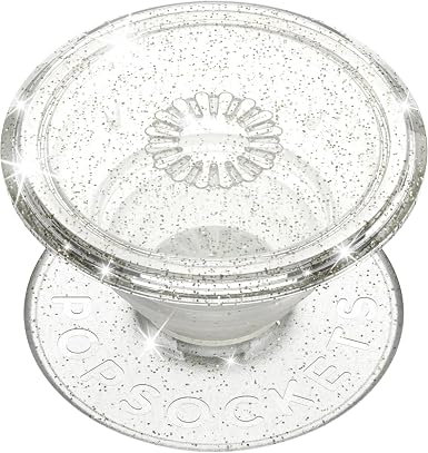 PopSockets Adhesive Phone Grip, Holder, Phone Stand, Glitter - Clear Glitter Silver