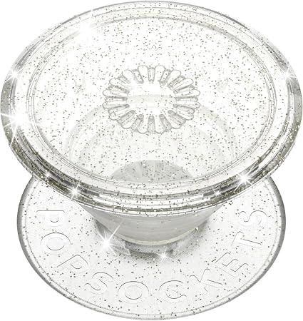 PopSockets Adhesive Phone Grip, Holder, Phone Stand, Glitter - Clear Glitter Silver