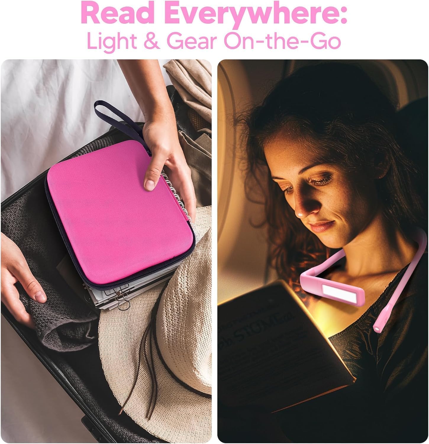 Reading Lights for Books in Bed, Rechargeable Book Light Gifts for Men, Women, Book Lovers, Christmas Gifts for Crafters Who Knit, Hands-Free Lamp for Reading in Bed, Camping, Knitting Gifts