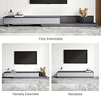 Vista 3 de homary Soporte de TV extensible y mesa auxiliar anidable, centro de entretenimiento moderno de 2 piezas con cajones para sala de estar