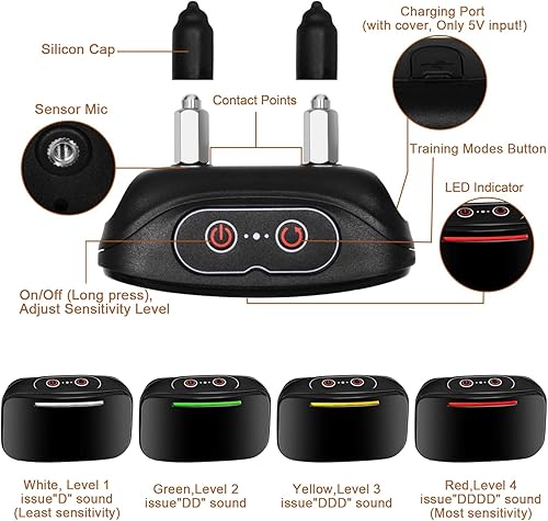 Miniatura 5 de VIWIK Collar antiladridos para perros grandes, medianos y pequeños, collar inteligente recargable con vibración de pitido y choque, collar