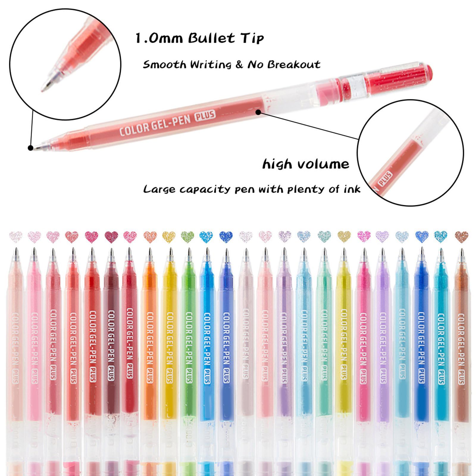 Lot de stylos à encre gel pailletée pour journal et croquis 24/48 dans un plateau pour écrire, étudier, marquer et prendre des notes