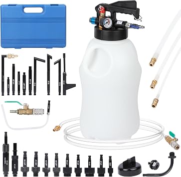 10L Pneumatic Transmission Fluid Pump Kit with 26PCS ATF Adapters, Automatic Oil Extractor & Dispenser Transmission Fluid Transfer Pump Set, Transmission Fill Adapters for ATF Filling System