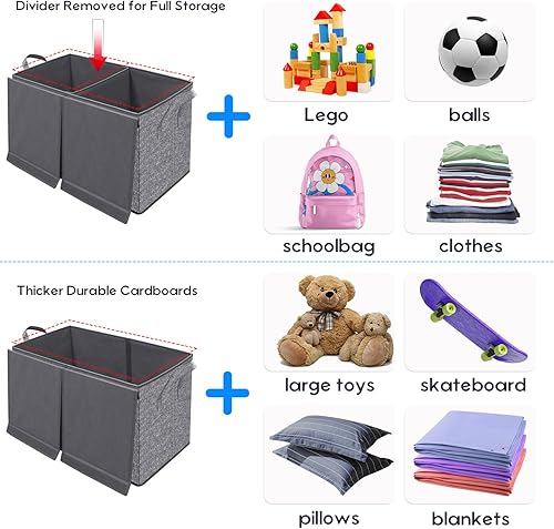 Miniatura 5 de ZMGCWJX - Caja de juguetes grande resistente con tapas y asas, cesta organizadora de almacenamiento de juguetes plegable para niños, niñas, niños,